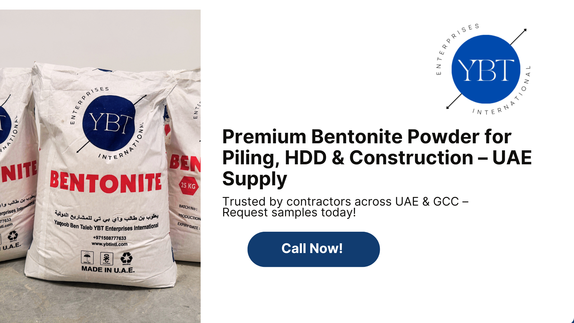 YBT BEST Bentonite Powder for Construction Piling in UAE